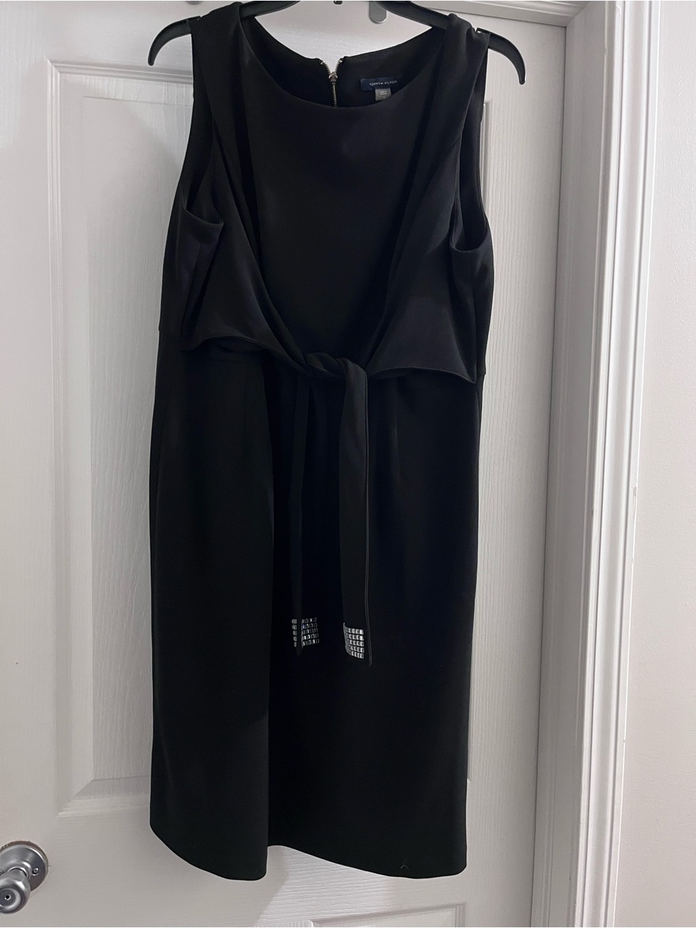 Tommy Hilfiger Black Sleeveless Tie-Waist Midi Dress
